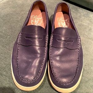 Navy leather Cole Haan slip on loafers.
